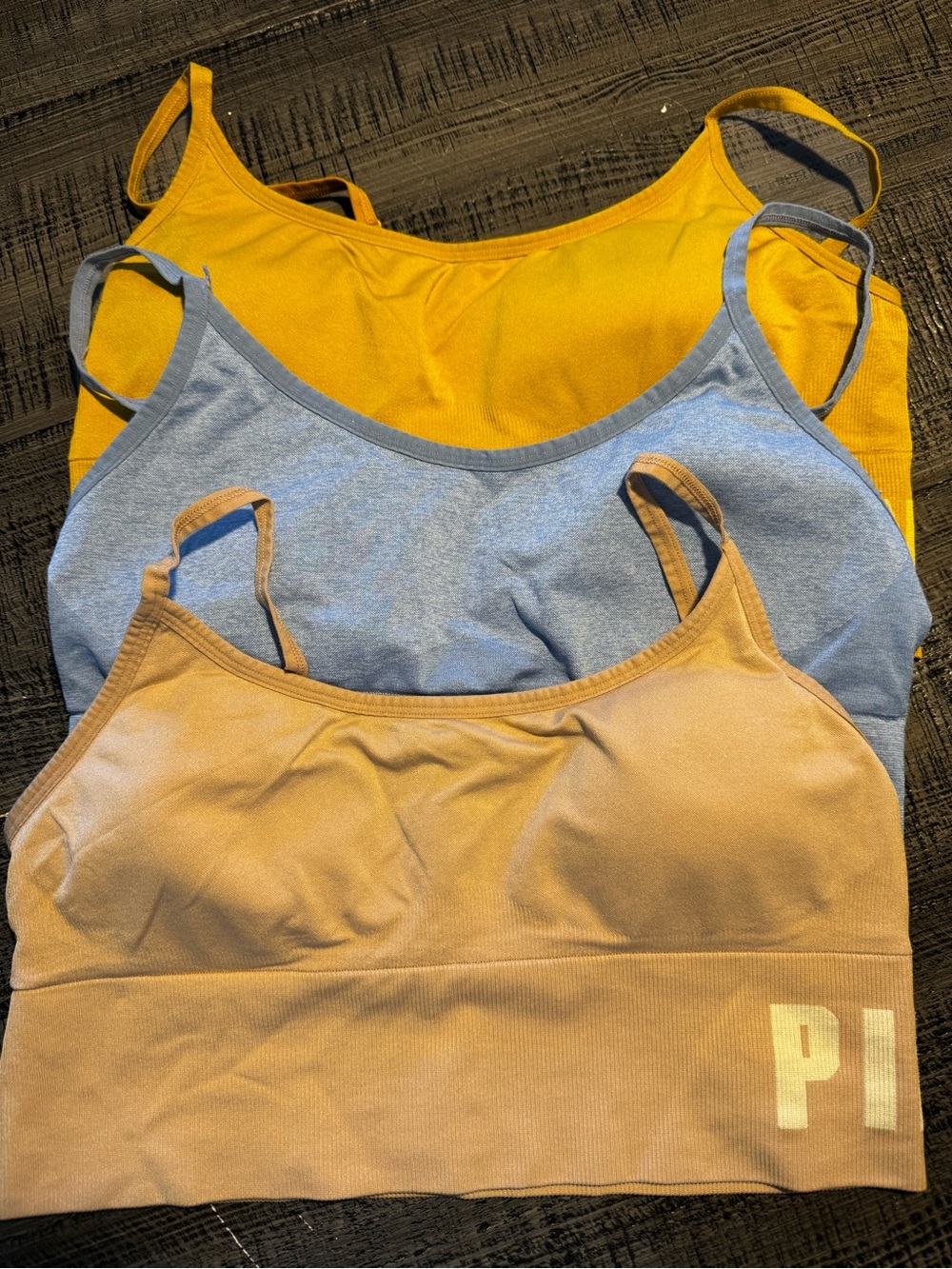 Pink Victoria's Secret Seamless Scoop Bralette - Mustard, Heather Blue, Nude
